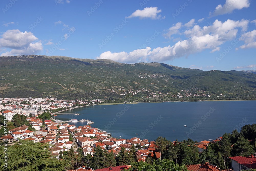 Lake Ohrid and city landscape Macedonia