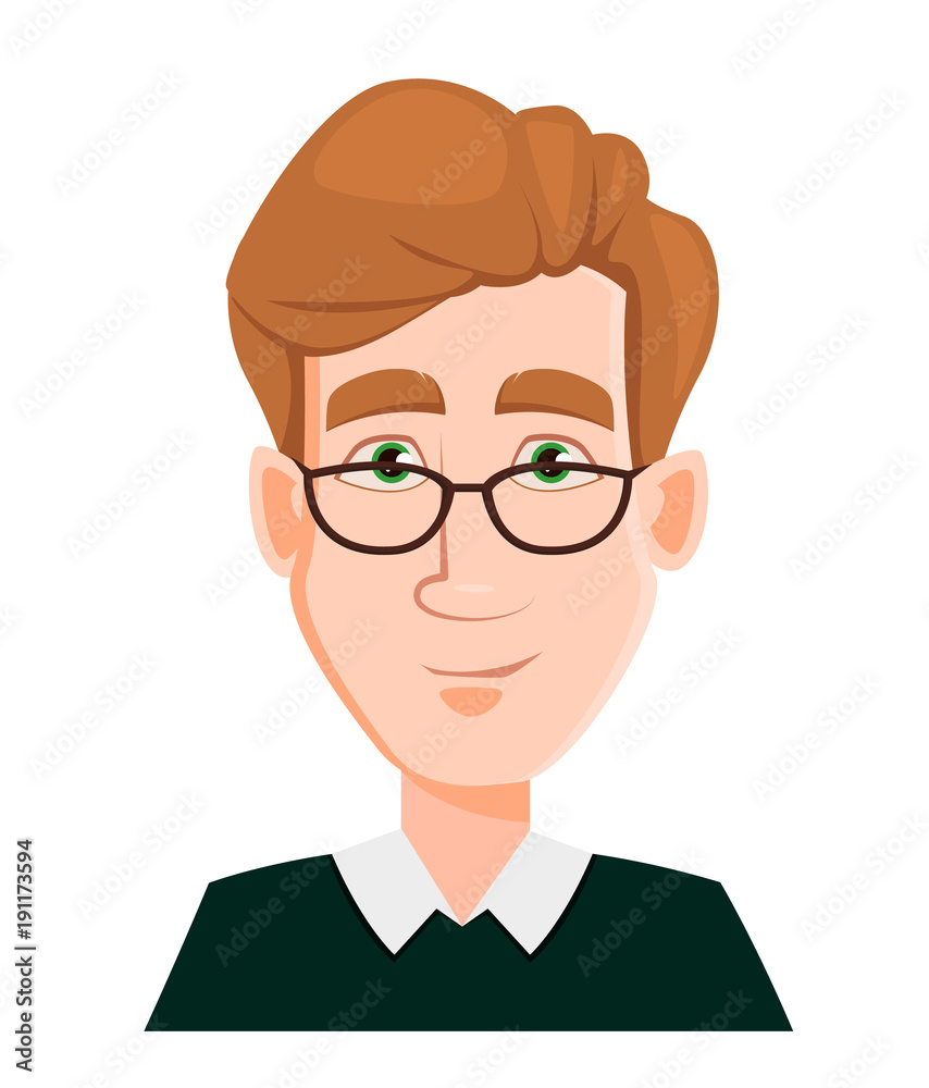 Face expression of a man in glasses with blond hair - smiling Face expression of a man in glasses with blond hair - smiling