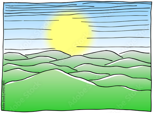 handgezeichnete Hügel Landschaft 
