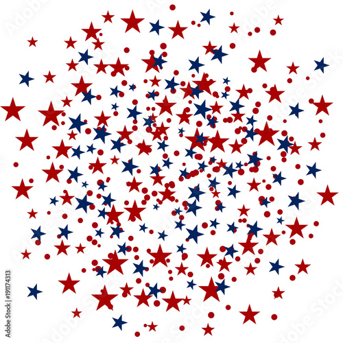 USA celebration confetti stars in national colors for American independence day
