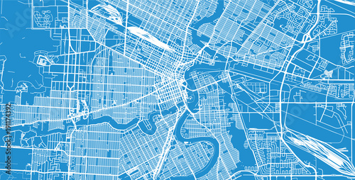 Urban vector city map of Winnipeg, Canada