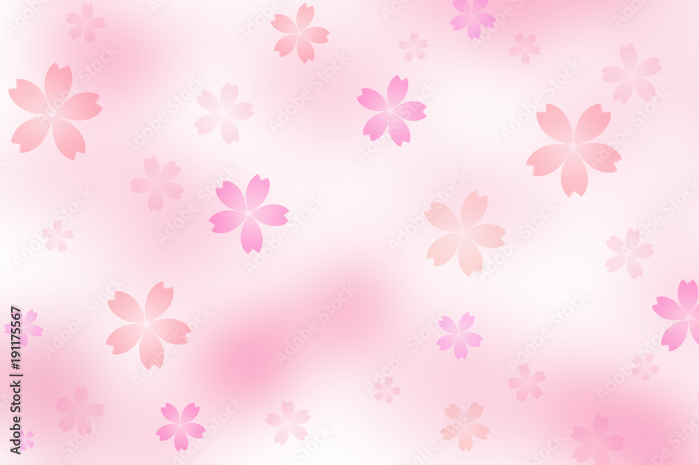Japanese cherry blossom abstract on blurry pink background