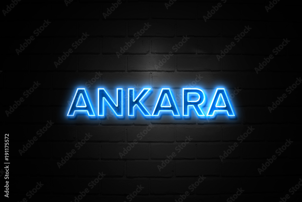 Ankara neon Sign on brickwall Ankara neon Sign on brickwall