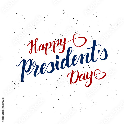 Red and blue inscription Happy Presidents Day