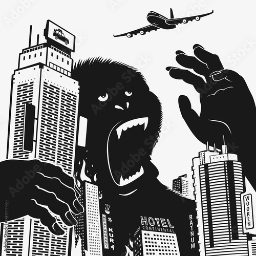 Big Gorilla Monster In The Center Of The City