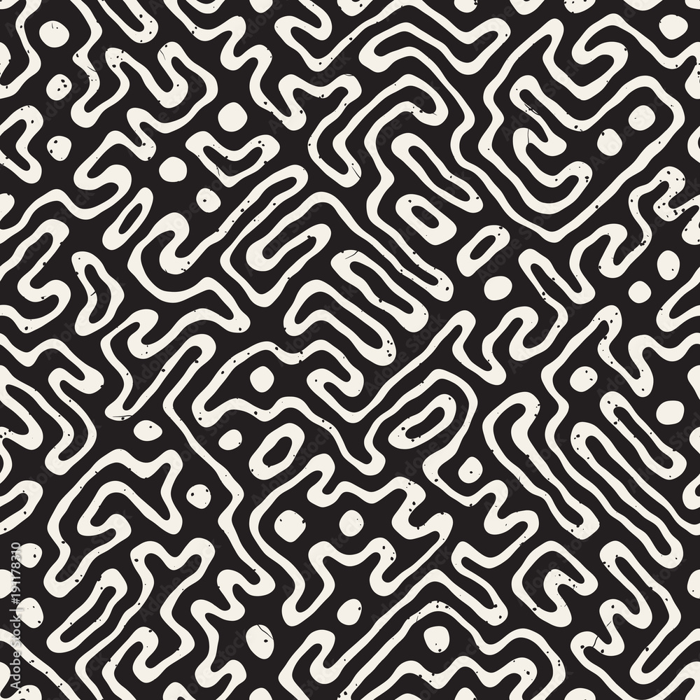 Seamless pattern with maze lines. Monochrome abstract background. Vector hand drawn labyrinth. Seamless pattern with maze lines. Monochrome abstract background. Vector hand drawn labyrinth.