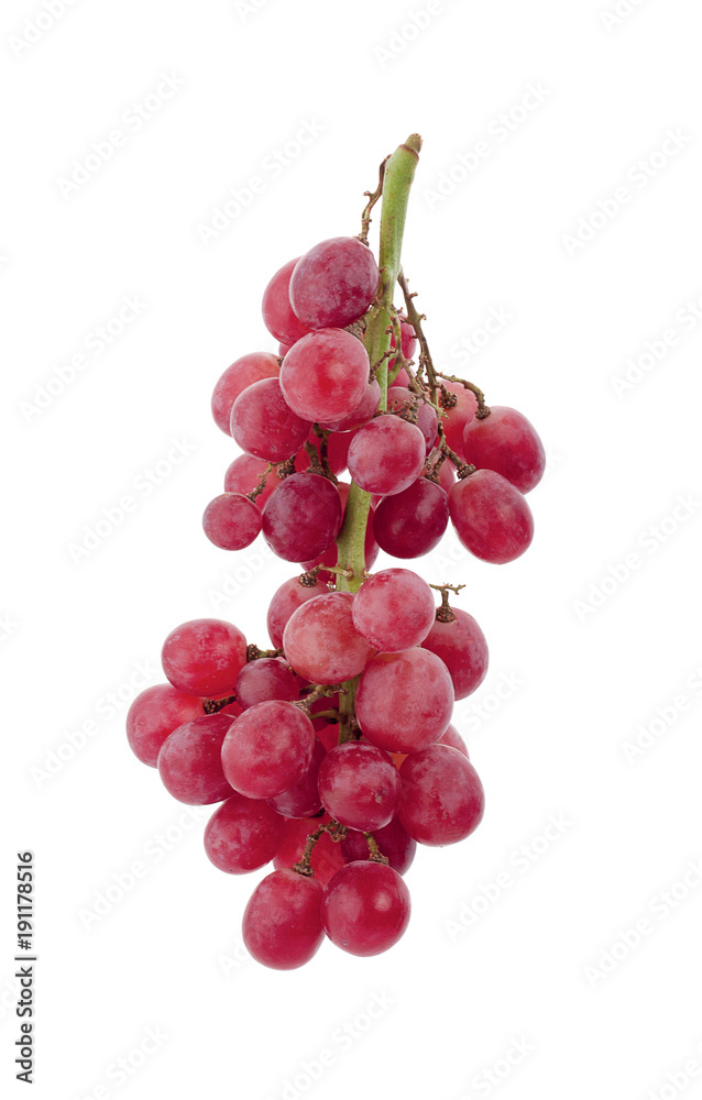 red grapes Isolated on white background.