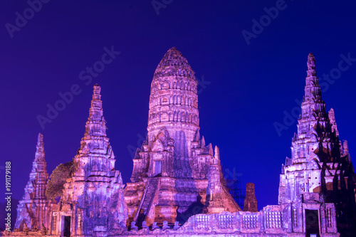 Thailand Ayutthaya night view Wat Chai Wattanaram © MIKITO