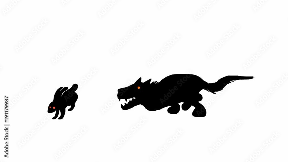 Wolf chasing rabbit (seamless loop animation) vídeo de Stock | Adobe Stock