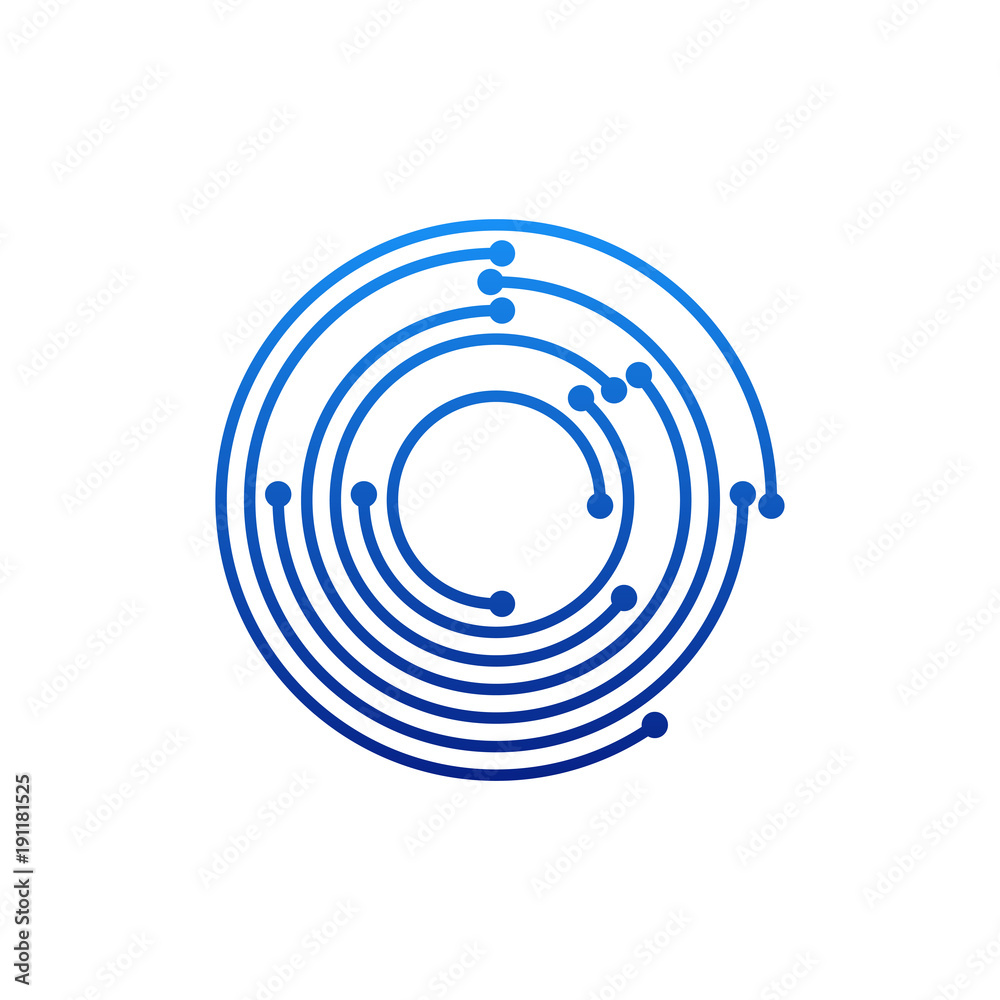 Circular logo icon. Link icon with dot. Circuit element Circular logo icon. Link icon with dot. Circuit element