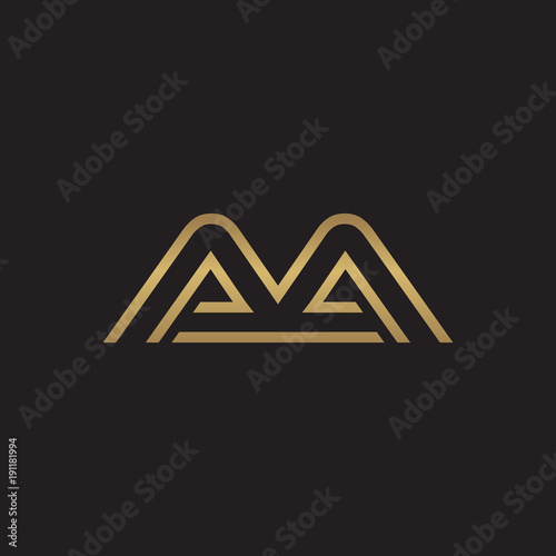 initial letter logo line unique modern, gold color