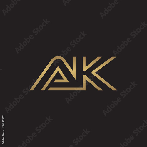 initial letter logo line unique modern, gold color