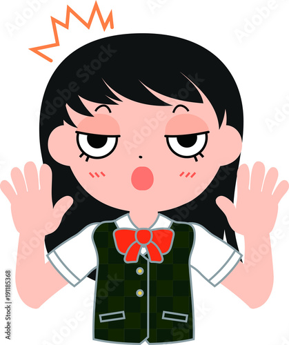 猫ジト目の女子生徒　驚き