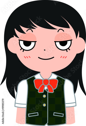 猫ジト目の女子生徒　立つ