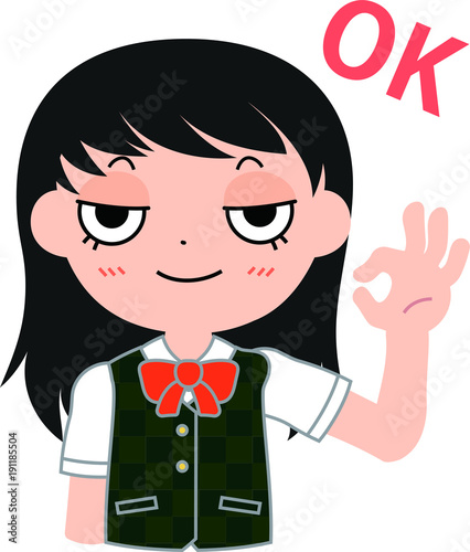 猫ジト目の女子生徒　OK