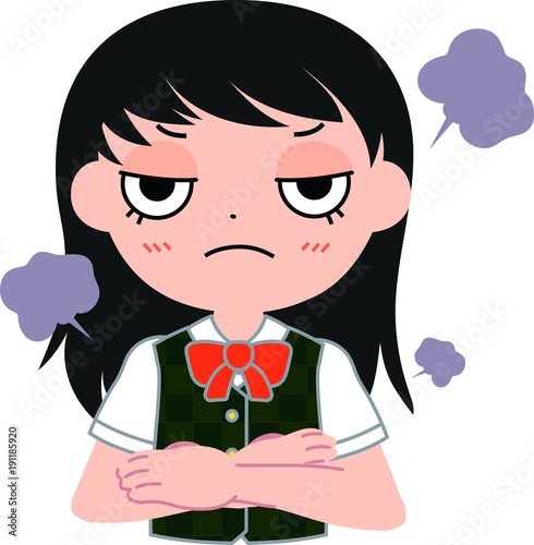 猫ジト目の女子生徒　怒る
