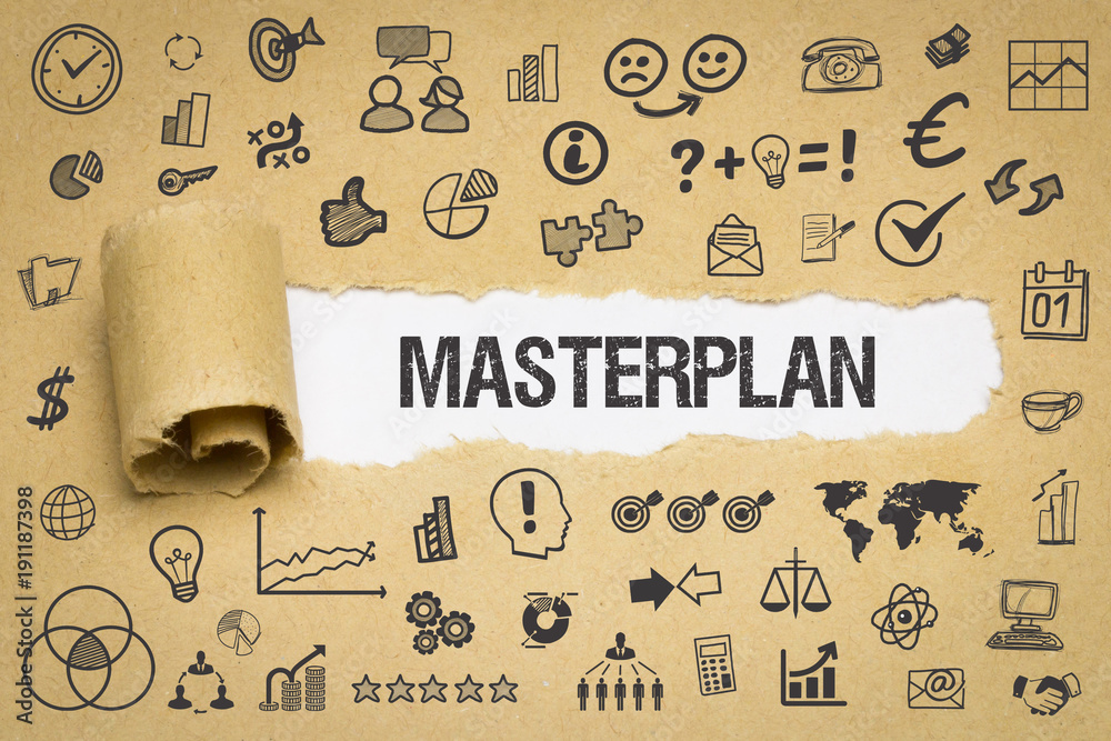 Masterplan / Papier mit Symbole Stock Photo | Adobe Stock