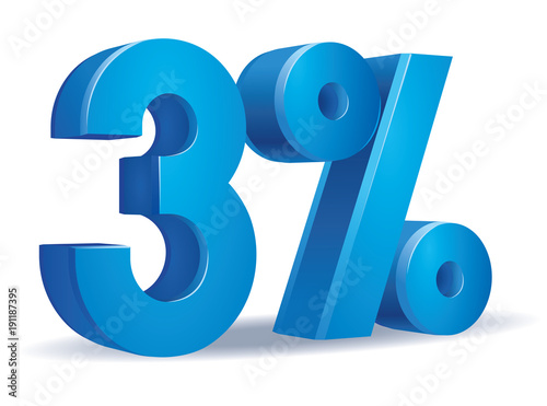 illustration Vector of 3 percent blue color in white background
