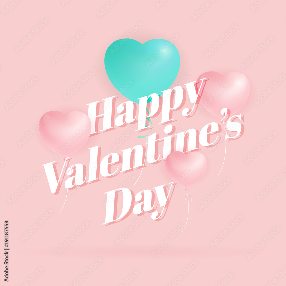 Happy Valentine's Day Greeting Card Background Design on Pastel Color Scheme Tone