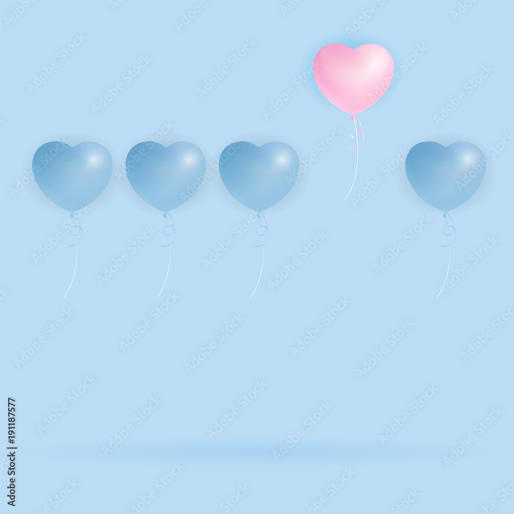 Happy Valentine's Day Greeting Card Background Design on Pastel Color Scheme Tone