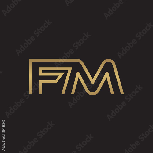 initial letter logo line unique modern, gold color