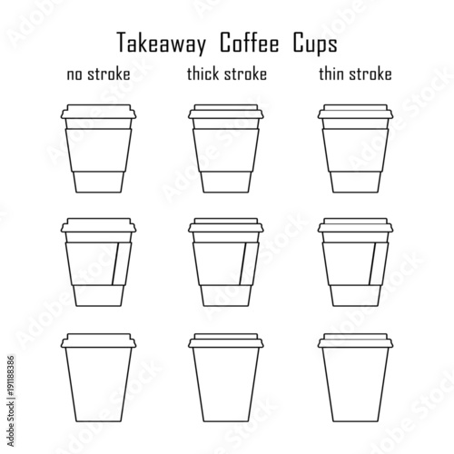 Takeaway coffee cups with different designs