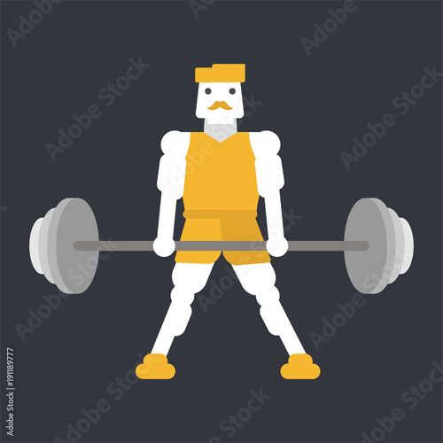 Athlete doing deadlift exercise  in gym, flat style.