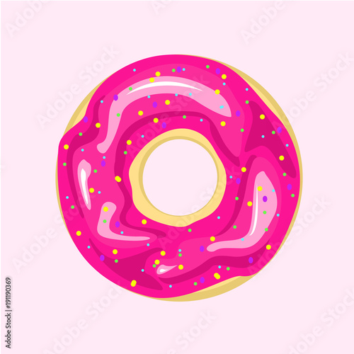 Pink glazed donut, Cartoon