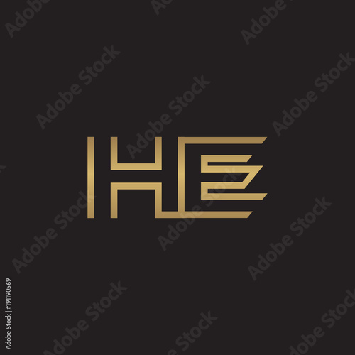 initial letter logo line unique modern, gold color