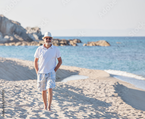 Elderly Man Seashore Beach Sea