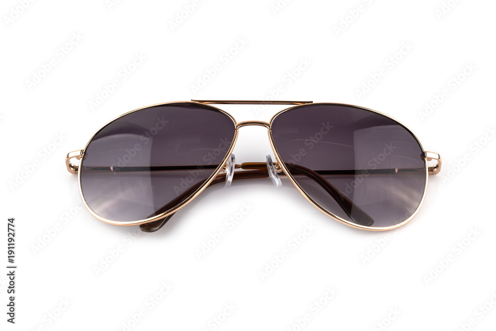 Pink gold Elegant sunglasses isolated on white Pink gold Elegant sunglasses isolated on white