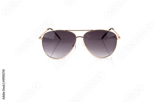 Pink gold Elegant sunglasses isolated on white