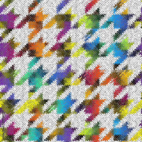 Seamless background pattern. Imitation of a texture of rough canvas painted with Hounds-tooth pattern .