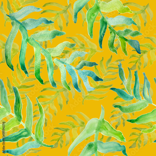 Summer tropical pattern, background with palm leaves.