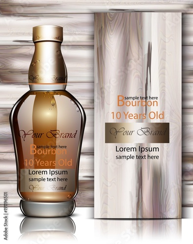 Bourbon bottle Vector realistic. Product packaging mock up. High quality Old ...