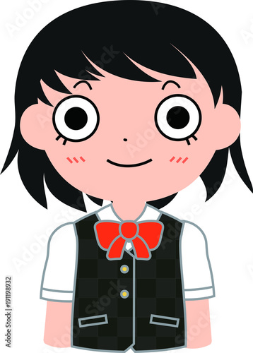 短髪パッチリ目の女子生徒　立つ