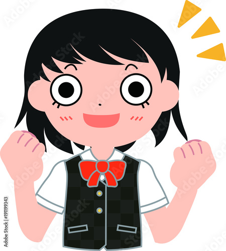短髪パッチリ目の女子生徒　やる気