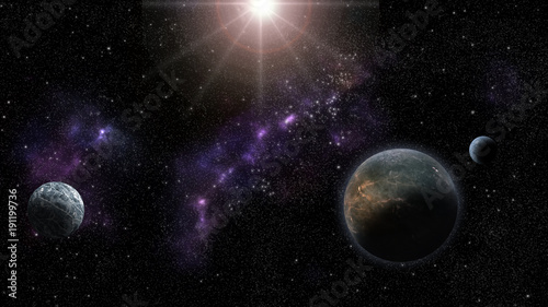 Nebulas, stars and planets. Sci-Fi and astro backround