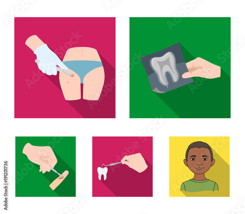 Tooth, X-ray, instrument, dentist and other web icon in flat style.surgeon, abscess, scalpel icons in set collection.