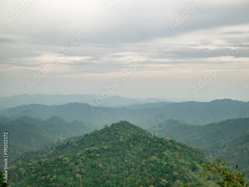 Fototapeta Naklejka Na Ścianę i Meble -  LandScape, Green Fresh Nature Background of Forest Mountains and Sky, Countryside of Thailand.