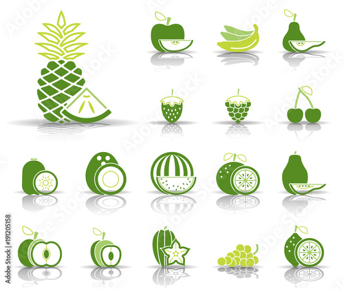 Obst und Früchte - Iconset (Grün)