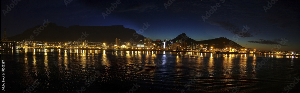 Cape town at night from the sea