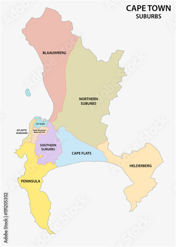Cape Town suburb vector map