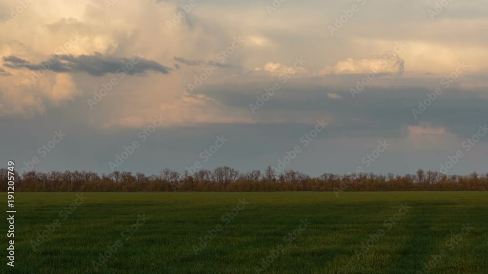 Russia, time lapse. The movement of clouds in the spring in the steppe part of the Crimea peninsula at Cape Opuk. Russia, time lapse. The movement of clouds in the spring in the steppe part of the Crimea peninsula at Cape Opuk.