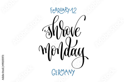 february 12 - shrove monday - germany, hand lettering inscriptio