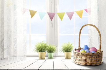 easter table background and free space for your decoration. 