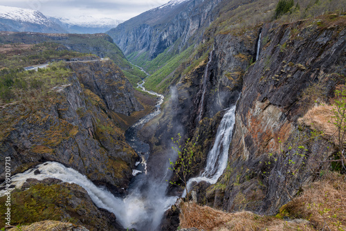 Voring Fossen in early spring season, one of the biggest waterfall in Norway.