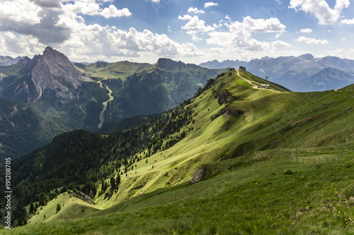 Green hills of the Dolomites in summer.