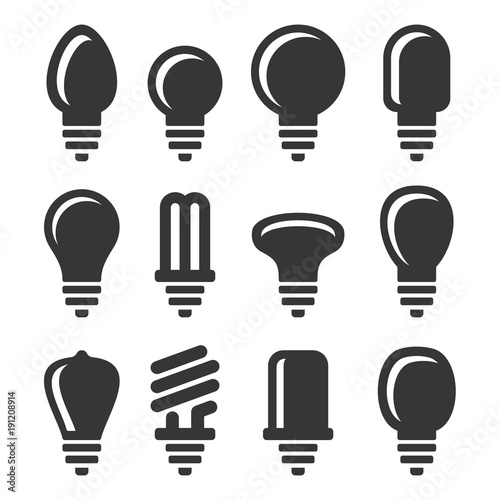 Light Bulbs Icons Set on White Background. Vector photo