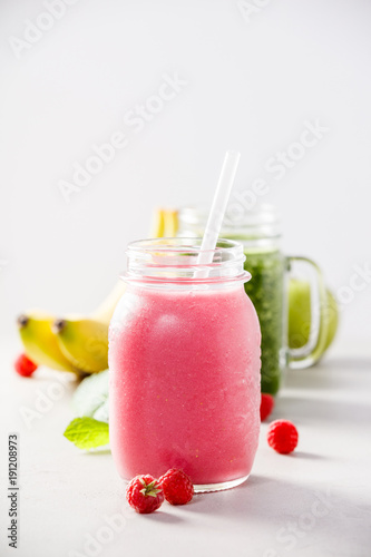 Close-up of pink fresh smoothie